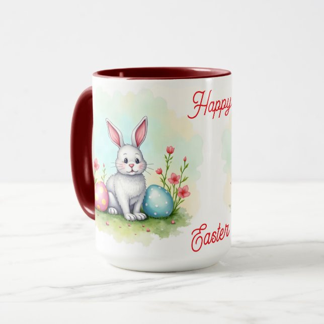 Caneca Coleção de Coelhinho da Páscoa Bonito Fofo (Frente Esquerda)