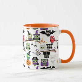 Caneca Coleção De Corujas De Halloween Spooky