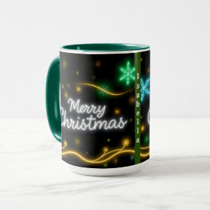 Caneca Coleção de Feriados Neon Populares de Natal