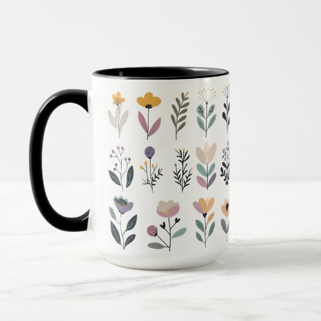 Caneca Coleção de flores vetoriais (Esquerda)