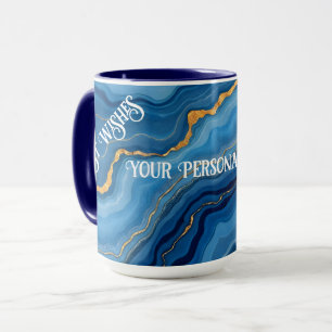 Caneca Coleção de Mármore Azul-Dourado Popular Azure