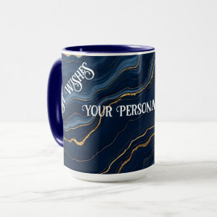 Caneca Coleção de mármore Dourado Azul do Marinho Moderno