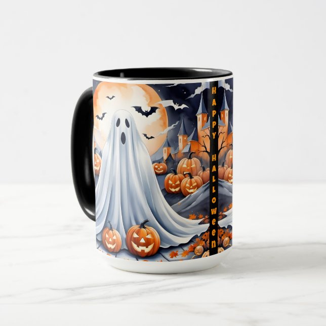 Caneca Coleção de outono de Pumpkin Moderno do Halloween (Frente Esquerda)