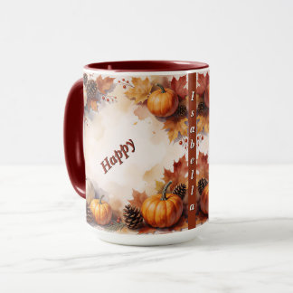 Caneca Coleção de Outono Moderna Dourada do Dia de Ação d