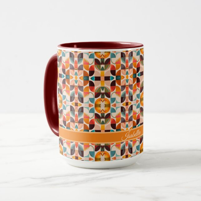 Caneca Coleção de quadrados de Abstrato populares retrô-r (Frente Esquerda)