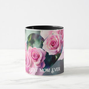 Caneca Coleção de Rosas Rosa Cor-de-Água Linda Moderna