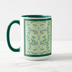 Caneca Coleção de Soiree de Prados Azul, Amarelo, Verdes.