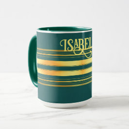 Caneca Coleção de Textura Dourada de Luxo Verde Moderno