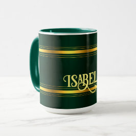 Caneca Coleção de Textura Dourada de Luxo Verde Trendy