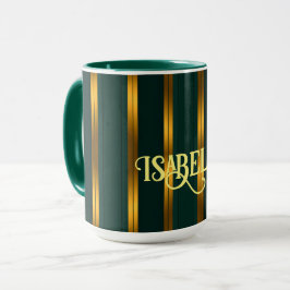 Caneca Coleção de Textura Dourada Verde de Luxo