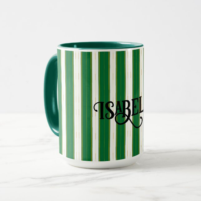Caneca Coleção de Textura Dourada Verde Moderna Linen Lin (Frente Esquerda)