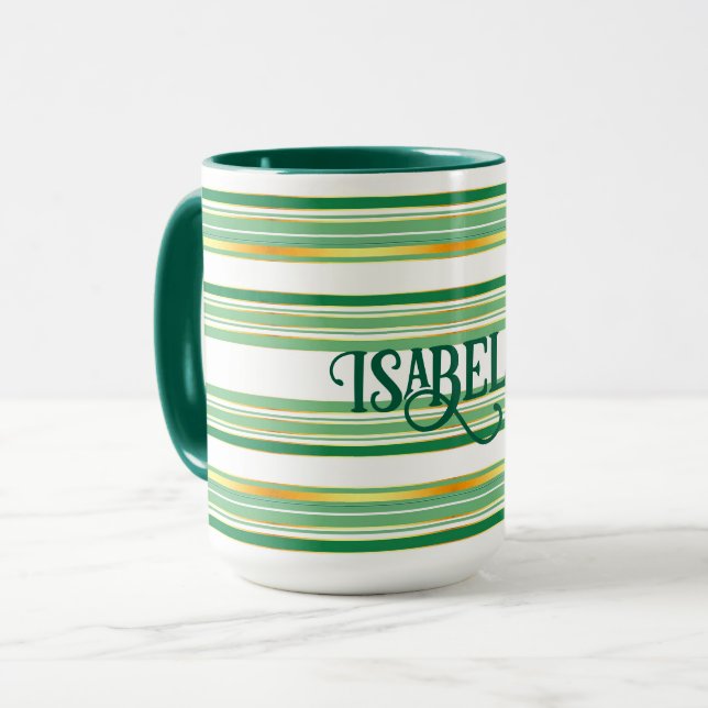 Caneca Coleção de Textura Dourada Verde Popular Linen Lux (Frente Esquerda)