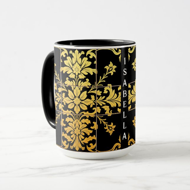 Caneca Coleção de Trendências de Luxo Floral Elegante (Frente Esquerda)