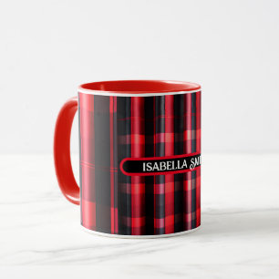 Caneca Coleção de Xadrezes Vermelha Abstrato da Tendência
