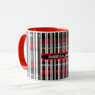 Caneca Coleção de Xadrezes Vermelha Negra Moderna Absrtac