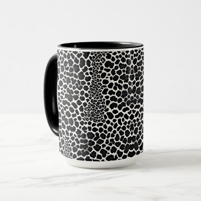 Caneca Coleção Elegante de Leopardo Branco Moderno de Lux (Frente Esquerda)