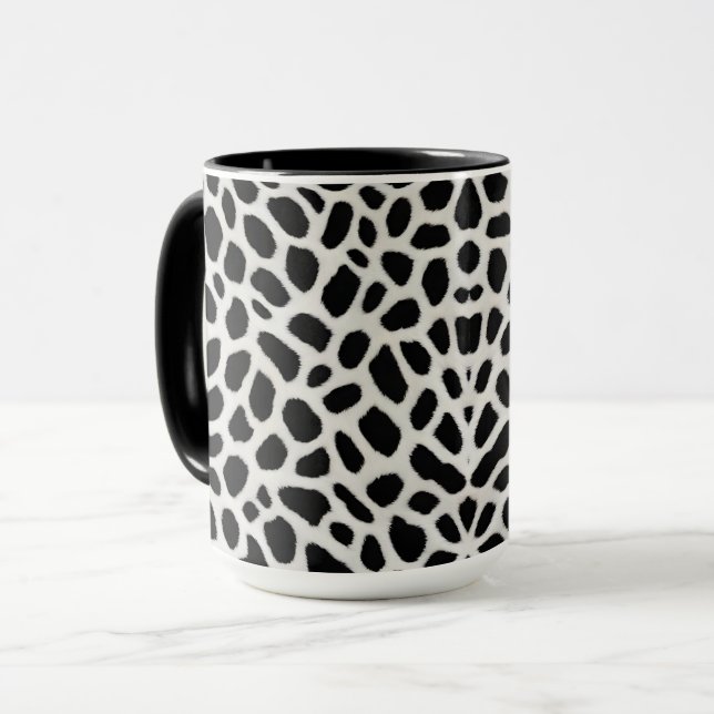 Caneca Coleção Elegante de Leopardo Branco Trendy de Luxo (Frente Esquerda)