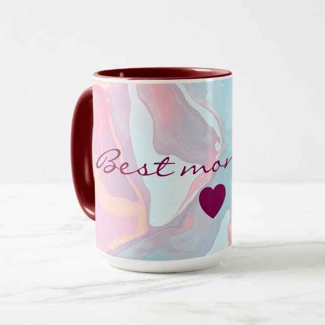 Caneca Coleção Luxo Rosa Bege Moderno Soft Mint Dourado (Frente Esquerda)
