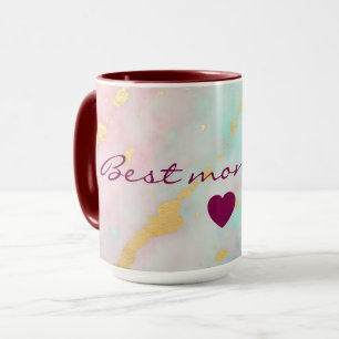 Caneca Coleção Luxo Rosa Bege Tendência Soft Mint Dourado