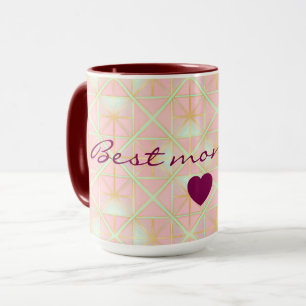 Caneca Coleção Luxuosa e Tendência Rosa Bege com Verde Me