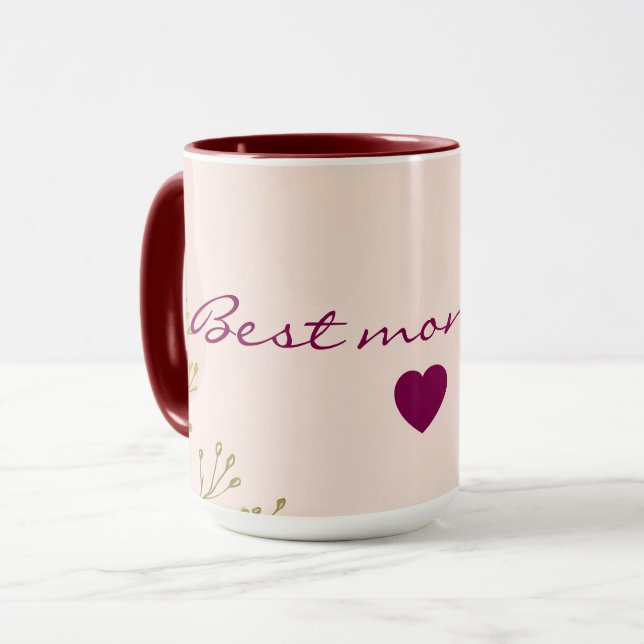 Caneca Coleção Moderna Abstrata Rosa Bege e Verde Menta (Frente Esquerda)
