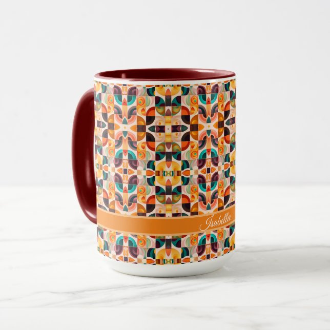 Caneca Coleção Moderna com Abstrato de Quadrados (Frente Esquerda)