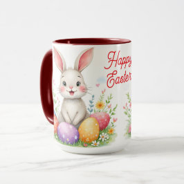 Caneca Coleção Moderna de Coelhinho da Páscoa e Ovos Fofo