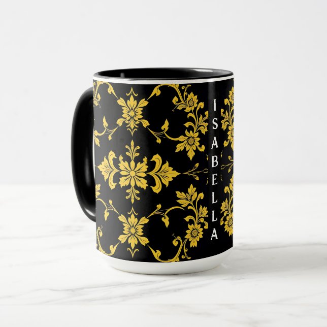 Caneca Coleção Moderna de Luxo Elegante Floral (Frente Esquerda)