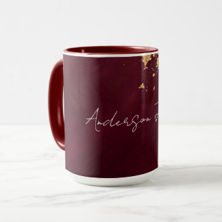 Caneca Coleção Moderna de Luxo em Dourado e Borgonha