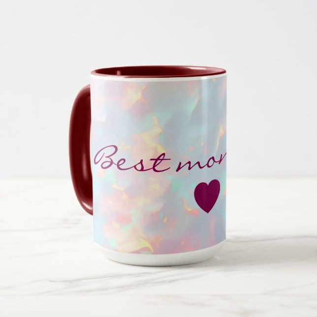 Caneca Coleção Moderna de Luxo Rosa Bege com Verde Menta  (Frente Esquerda)