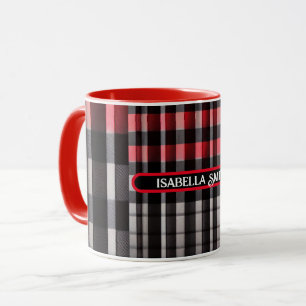 Caneca Coleção Moderna de Xadrez Negra Vermelha