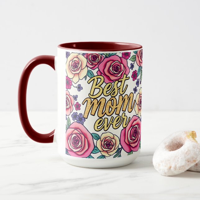 Caneca Coleção Moderna Floral de Luxo (Com Donut)