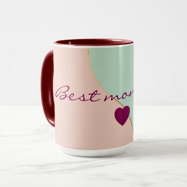 Caneca Coleção Moderno Abstrato Rosa Bege Verde Menta (Frente Esquerda)