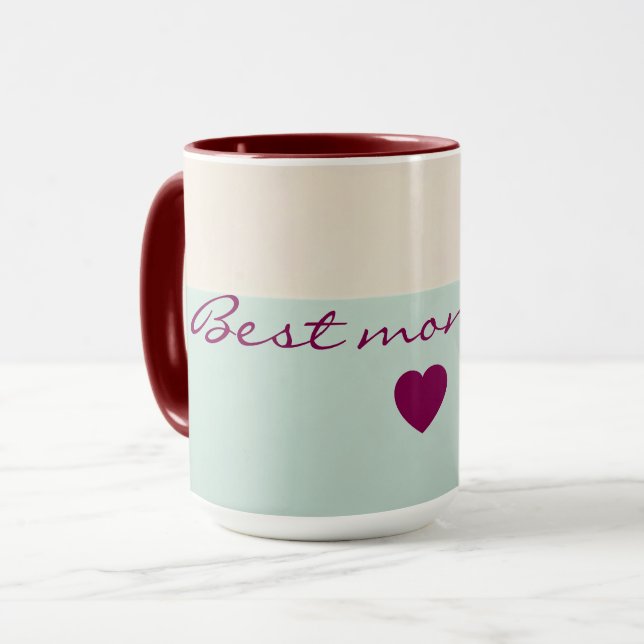 Caneca Coleção Popular de Rosa Bege Abstrato Menta (Frente Esquerda)