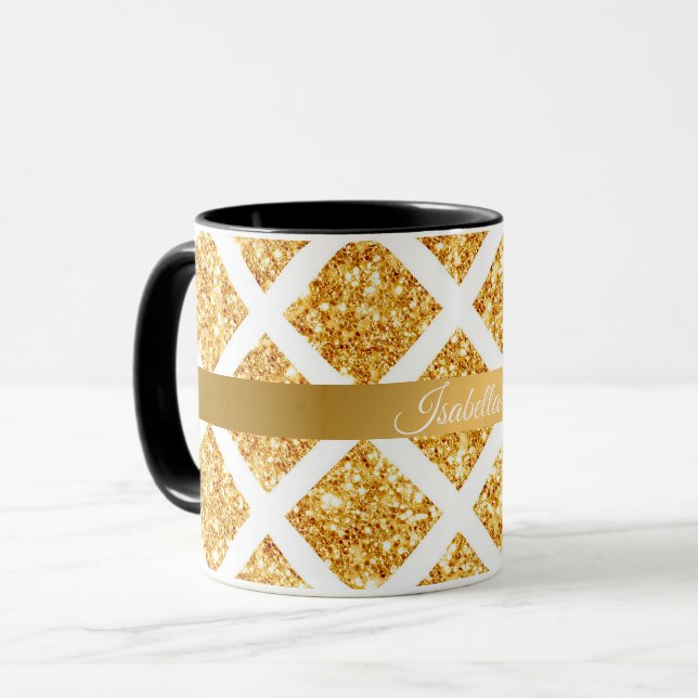 Caneca Coleção Popular do Boho Dourado Honeycomb (Frente Esquerda)