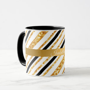 Caneca Coleção Popular Dourada Glitter Black Boho