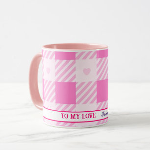 Caneca Coleção Rosa Moderna de Xadrez de Amor