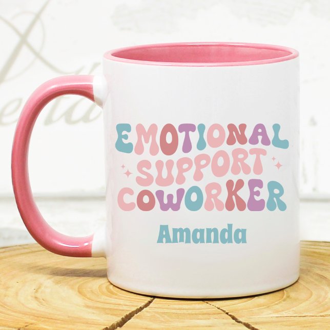 Caneca Colega de trabalho engraçado suporte emocional ret (Criador carregado)