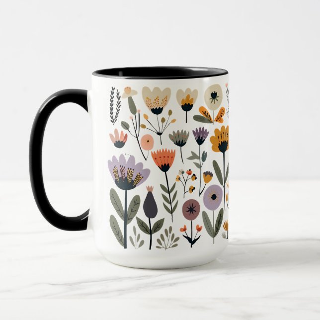 Caneca Coleta С de flores vetoras (Esquerda)