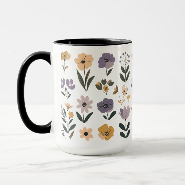 Caneca Coleta С de flores vetoras (Esquerda)