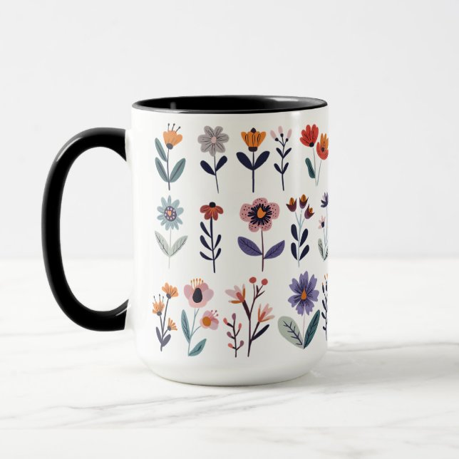 Caneca Coleta С de flores vetoras (Esquerda)