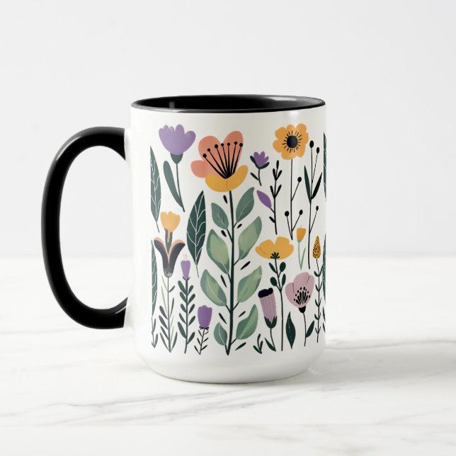 Caneca Coleta С de flores vetoras (Esquerda)