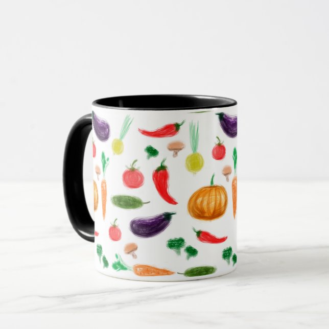 Caneca Colheita de legumes pimentos de tomate cenoura cog (Frente Esquerda)