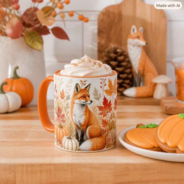 Caneca Colheita de Outono com Raposa e Abóboras Fauna  (Criador carregado)