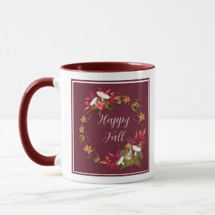 Caneca Colheita de outono natureza com texto personalizáv