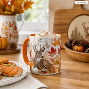 Caneca Colheita de Outono Vida Selvagem Buck Deer e Abóbo