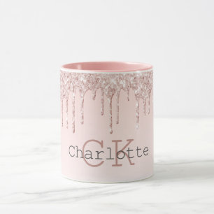 Caneca Colírio rosa pálido, iniciais de monograma