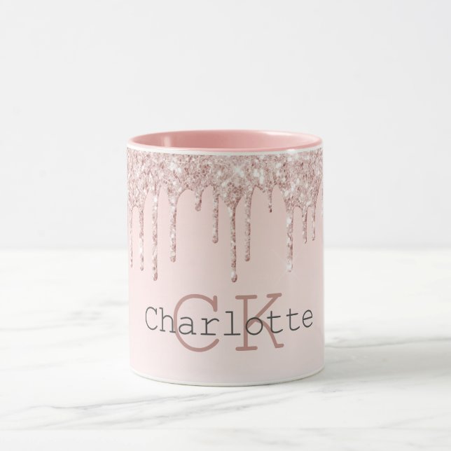 Caneca Colírio rosa pálido, iniciais de monograma (Centro)