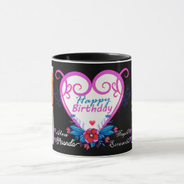 Caneca Collage Friend Photos_Happy Birthday 4 Photo Gift