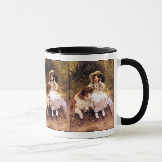 Caneca Collie, Girl and Cat (Direita)